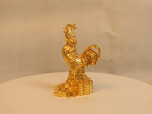 Tượng đồng con Gà dát vàng cao 13cm - Q0110