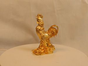 Tượng đồng con Gà Trống dát vàng cao 16cm - Q0158
