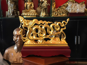 Tượng đồng Rồng ngàn năm Thăng Long 34cm dát vàng 9999 - Q0534