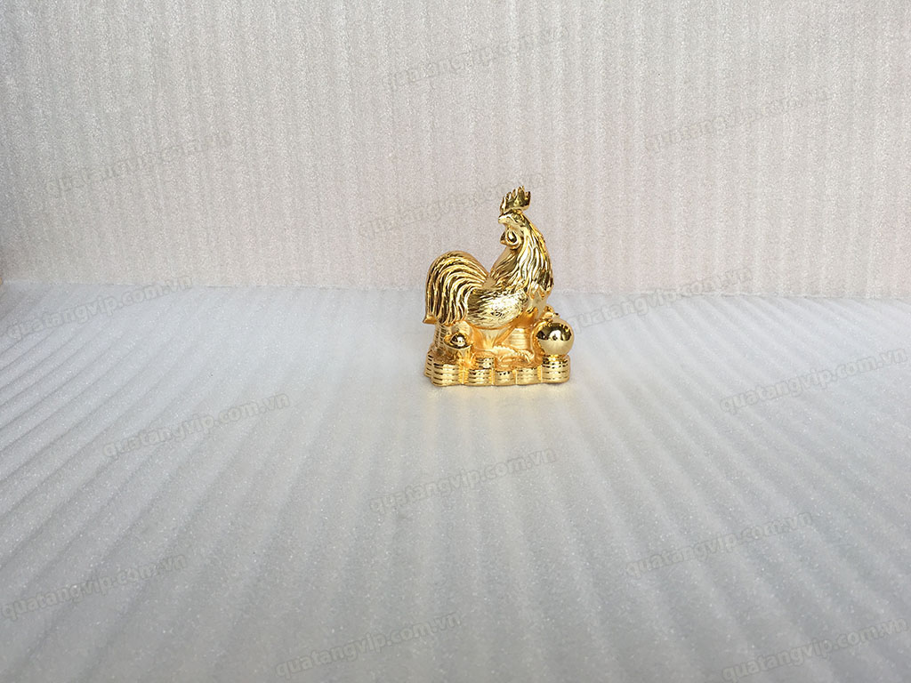 Tượng con Gà mạ vàng cỡ 15cm - Q0390
