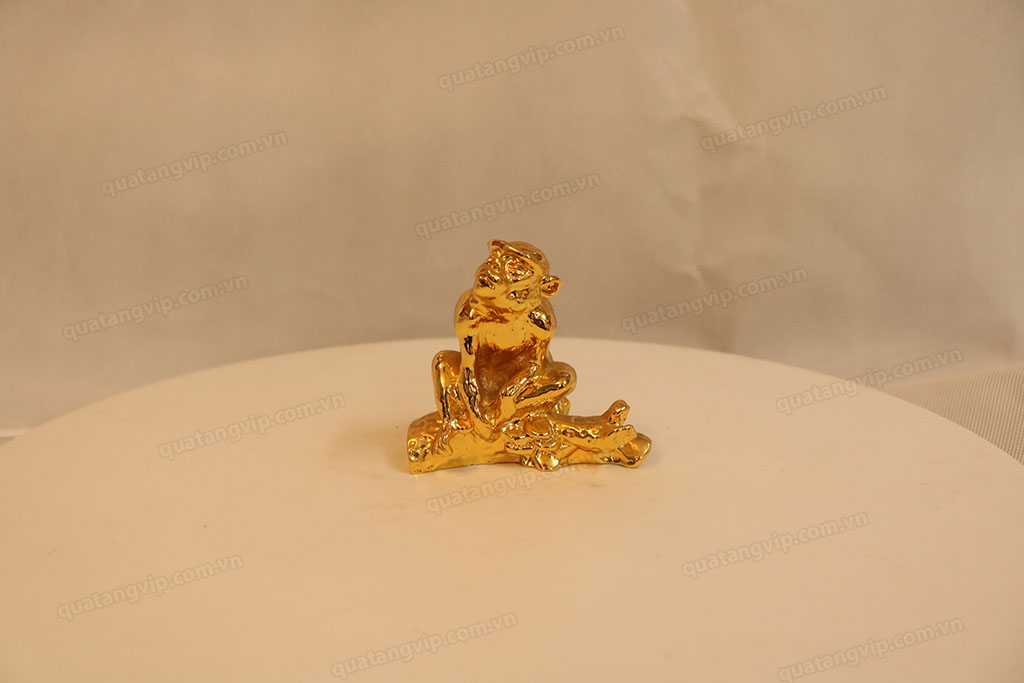 Tượng đồng Con Khỉ mạ vàng 8cm - Q0104