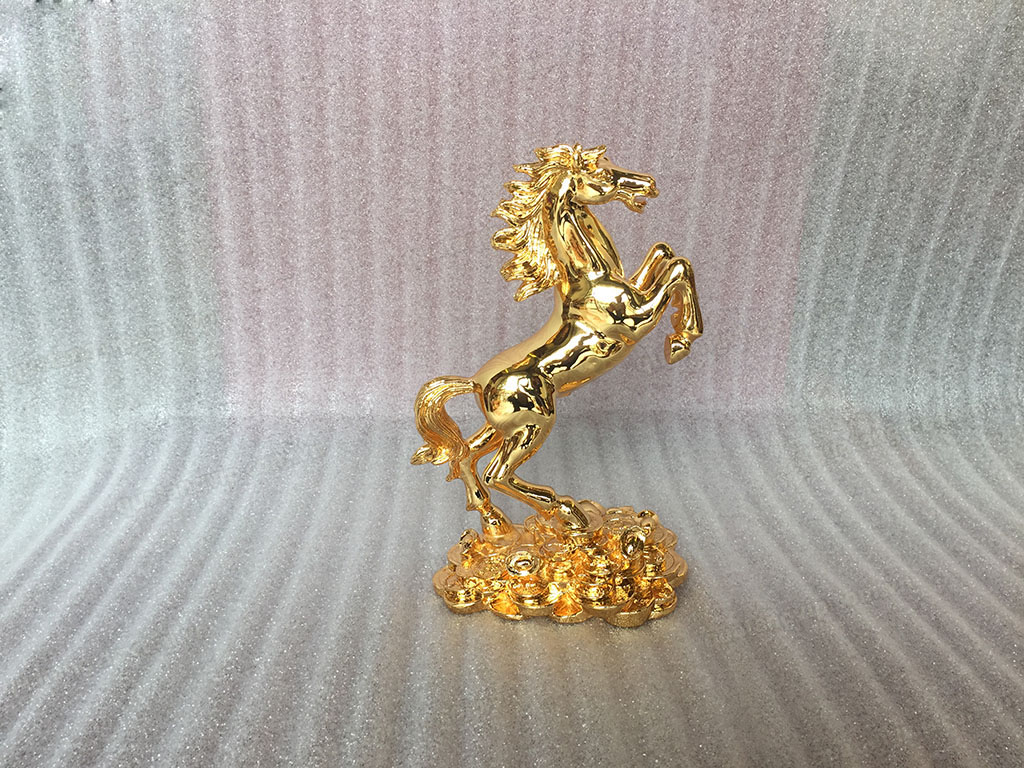 Tượng đồng con Ngựa mạ vàng 24k cao 20cm - Q0326