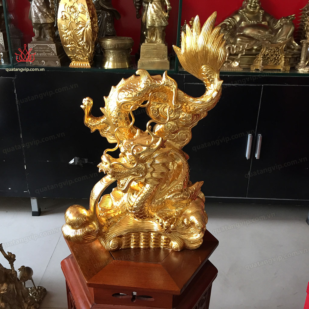 Tượng đồng con Rồng 50cm dát vàng 9999 - Q0549