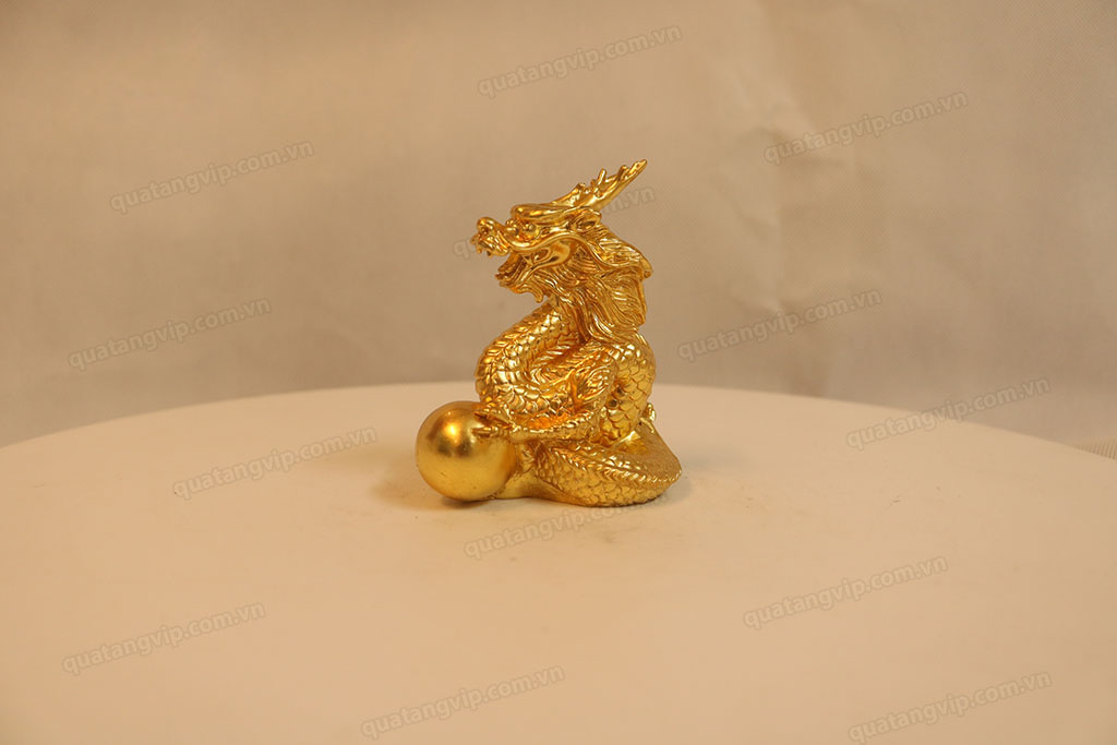 Tượng đồng con Rồng dát vàng 8cm - Q0119