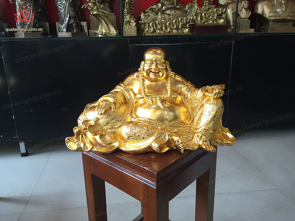Tượng đồng Phật Di Lặc 30cm dát vàng 9999 - Q0526